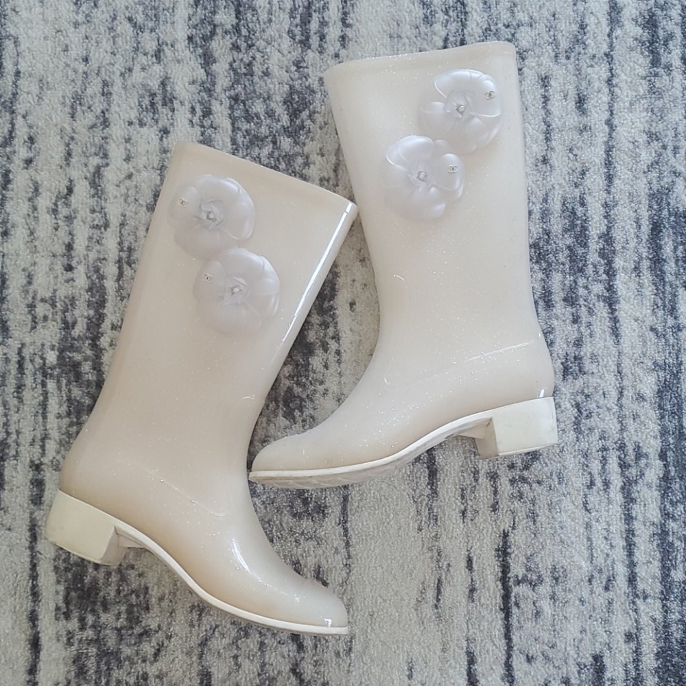 Chanel rain boots